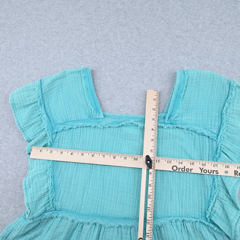 100% Cotton NWT C&C California Turquoise Gauze Boho Ruffle Peplum Blouse SZ M - Picture 9 of 11